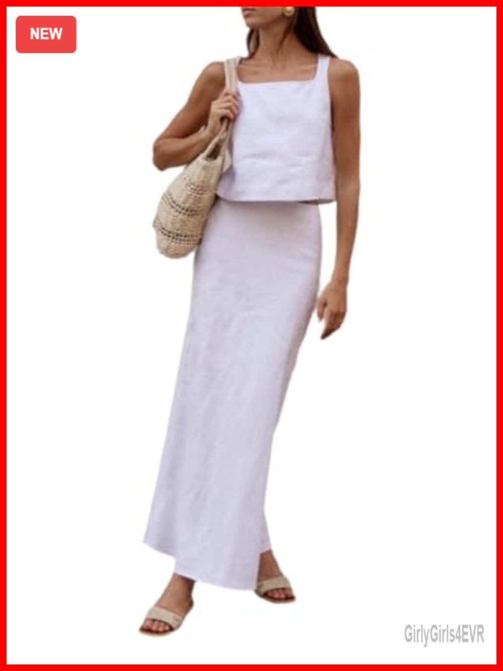 Women's 2 Piece Tank Top & Maxi Skirt Set Polyester Spandex Lounge Summer